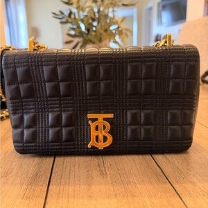 Burberry Small Lola Quilted Lambskin Bag Black Gold